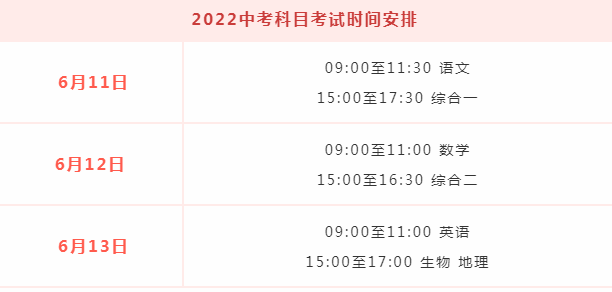 2023年自貢市中考時間安排是怎么樣的？