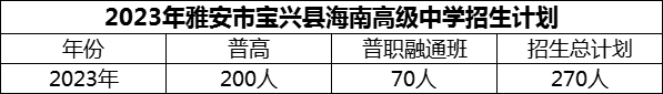 2024年雅安市寶興縣海南高級(jí)中學(xué)招生計(jì)劃是多少？