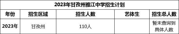 2024年甘孜州雅江中學(xué)招生計劃是多少？