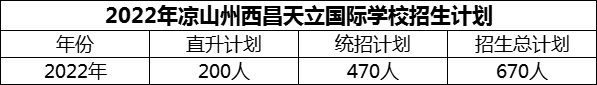 2024年涼山州西昌天立國際學(xué)校招生計劃是多少？