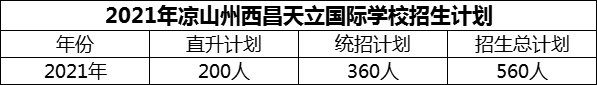 2024年涼山州西昌天立國際學(xué)校招生計劃是多少？