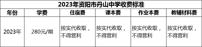 2024年資陽(yáng)市丹山中學(xué)學(xué)費(fèi)多少錢(qián)？