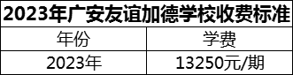 2024年廣安市廣安友誼加德學(xué)校學(xué)費多少錢？