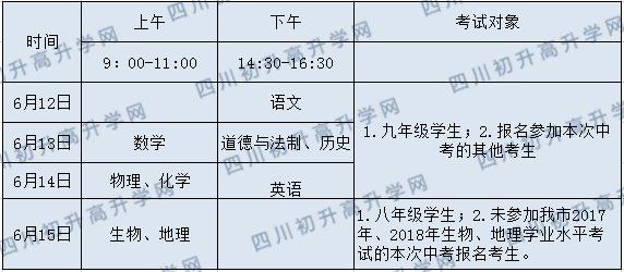 2020年廣安中考時間是多久，會改變嗎？